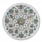 18" White Marble Table Top Paua Shell Semi Precious Handmade Home Decor New