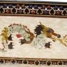 24"x48" Black Marble Dining Table Top Furniture Dragon Inlaid Pietra Dura Decor