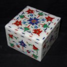 4"x3" Marble Lapis Jewelry Box Hakik Square Marquetry Inlay Home Decor Gifts Art