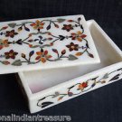 6"x4"x1.5" Marble Jewelry Trinket Box Pietra Dura Handmade Marquetry Home Decor