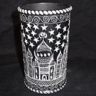 Black Marble Vase Flower Hand Carved Pot TAJ MAHAL Stars Design Art Collectible Black Marble Vase Flower Hand Carved Pot TAJ MAHAL Stars Design Art Collectible