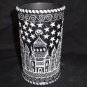 Black Marble Vase Flower Hand Carved Pot TAJ MAHAL Stars Design Art Collectible