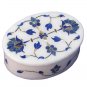 4"x3"x1.5" Oval Marble Jewelry Box Trinket Handmade Lapsi Lazuli Arts Home Decor