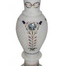 White Marble Flower Vase Pot Rare Gemstone Inlay Marquetry Art Collectible Gifts
