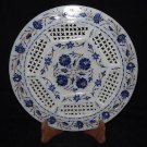 11" Marble Plate Lapis Lazuli Floral Design Pietra Dura Handmade Home Decor Arts 11" Marble Plate Lapis Lazuli Floral Design Pietra Dura Handmade Home Decor Arts