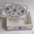 4"x3"x2" White Marble Jewelry Box Handmade Pietra Dura Inlaid Home Decor gifts