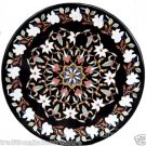 3' Black Marble Dining Table Top Inlay Stone Ancient Floral Art Handmade Decor 3' Black Marble Dining Table Top Inlay Stone Ancient Floral Art Handmade Decor