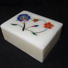 Rectangle Marble Marquetry Jewelry Trinket Box Inlaid Shopping Gifts Art