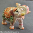 5" White Marble Turning Elephant Golden Hand Painted Handmade Home Decor Gifts