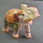 5" White Marble Turning Elephant Golden Hand Painted Handmade Home Decor Gifts