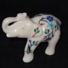 Marble Elephant Safari Lapis Pietra Dura Inlaid Handmade Mosaic Home Decor Gifts