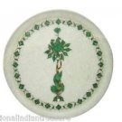 12" White Marble Plate Malachite Beautiful Art Marquetry Mosaic Handmade Decor