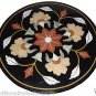 23.5" Black Round Marble Top End Table Top Handmade Mosaic Home Decor Decorative