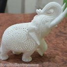5" White Marble Elephant Undercut Inside Baby Elephant Fine Filigree Work Decor