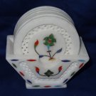 Marble Coaster Set Filigree Work Handmade Pietra Dura inlay Mosaic Home Decor Marble Coaster Set Filigree Work Handmade Pietra Dura inlay Mosaic Home Decor