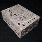 Marble Jewelry Box Trinket Lattice Hand Carved Decor Fine Work Shopping Gifts
