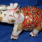 4" Marble Turning Statue Painted Elephant Handmade Safari Home Decor Gifts Art
