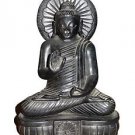 8" Black Marble Buddha Carved Fine Handmade Blessing Sculpture Religious Statue