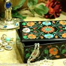 7"x5"x2" Black Marble Jewelry Belgium Box Hakik Handicraft Inlay Collectible Art