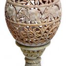 8.5" Marble Hand carved Aroma Tea Light Candle Holder Carved Home Decor At Night
