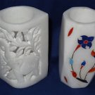White Marble Set of 2 Pen stand Handmade Inlaid Pietra Dura Home Decor Arts White Marble Set of 2 Pen stand Handmade Inlaid Pietra Dura Home Decor Arts