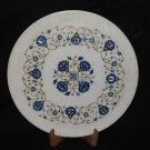 16" Marble Floral Plate Lapis Lazuli Handmade Pietra Dura Home Decor Art Mosaic