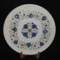 16" Marble Floral Plate Lapis Lazuli Handmade Pietra Dura Home Decor Art Mosaic