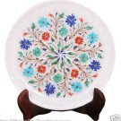 9" Marble Serving Round Plate Rare Inlay Fine Art Marquetry Kitchen Decor Gifts 9" Marble Serving Round Plate Rare Inlay Fine Art Marquetry Kitchen Decor Gifts
