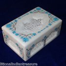 6"x4"x3" White Marble Jewelry Box Handmade Turquoise Pietra Dura Inlaid Decor 6"x4"x3" White Marble Jewelry Box Handmade Turquoise Pietra Dura Inlaid Decor