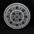 14" Rare Lapis Lazuli Marble Plate Pietra Dura Floral Handmade Home Decor Gifts