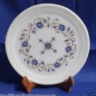 8" White Marble Plate Semi Precious Lapis Lazuli Inalid Pietra Dura Handmade 8" White Marble Plate Semi Precious Lapis Lazuli Inalid Pietra Dura Handmade
