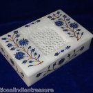6"x4"x1.5" Elegant White Marble Jewelry Box Lapis Lazuli Semi Precious Inlaid 6"x4"x1.5" Elegant White Marble Jewelry Box Lapis Lazuli Semi Precious Inlaid