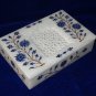 6"x4"x1.5" Elegant White Marble Jewelry Box Lapis Lazuli Semi Precious Inlaid