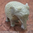 5" Marble Elephant Undercut Inside Baby Elephant Filigree Rare Home Decor Gifts