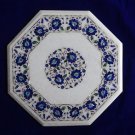 19" Marble inlay Lapis Lazuli Rare coffee Side Table Pietra Dura Home Decor Art