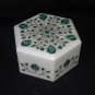 5"x5"x3" Marble Jewelry Box Malachite Floral Art Inlaid Trinket Handmade Gifts