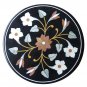 Size 24"x24" Black Marble Furniture Side Table Top Marquetry Home Decor New
