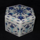 Marble Lapis Lazuli Marquetry Jewelry Box Trinket Handmade Inlaid Gifts Decor