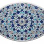 2'x3.5' Oval White Marble Table Top Handmade Pietra Dura Turquoise Lapis Lazuli