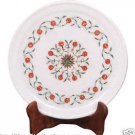 9" Marble Serving Round Tray Plate Hakik Inlay Fine Art Pietradure Kitchen Decor 9" Marble Serving Round Tray Plate Hakik Inlay Fine Art Pietradure Kitchen Decor