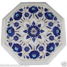 Size 13"x13" Marble Coffee Table Top Lapis Lazuli Inlay Mosaic Pirtradure Decor