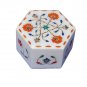 4"x4"x2" Hexagon Marble Jewelry Box Handmade Trinket Pietra Dura Home Decor Gift