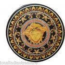 18" Round Black Marble Faux Table Top Face Arts Marquetry Handmade Home Decor