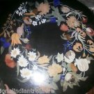 24" Black Marble Dining Coffee Table Top Marquetry Mosaic Pietra Dura Decor Art