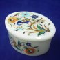 3"x3"x2" White Oval Marble Jewelry Box Trinket Peacock Handmade Pietra Dura Arts