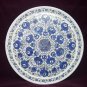 15" Marble Plate Pietra Dura Real Lapis Lazuli Paua Shell Inlaid Marquetry Decor