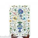 10"x6" White Marble Plate Tray Pietra Dura Flower Buds Design Handmade Art Gifts
