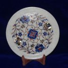 8" Marble Lapis Lazuli Plate Inlaid Floral Pietra Dura Home Decor Beautiful Gift 8" Marble Lapis Lazuli Plate Inlaid Floral Pietra Dura Home Decor Beautiful Gift