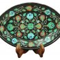 10"x 7" Black Marble Belgium Box Turquoise Floral Inlay Collectible Marquetry