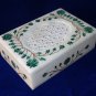 6"x4"x1.5" Marble jewelry Box Malachite Pietra Dura Filigree Inlay Handmade Art